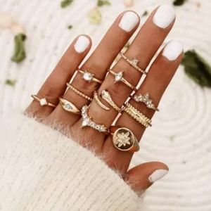 Boho assorted geometric wrap 🐍 Midi ring 11 pcs